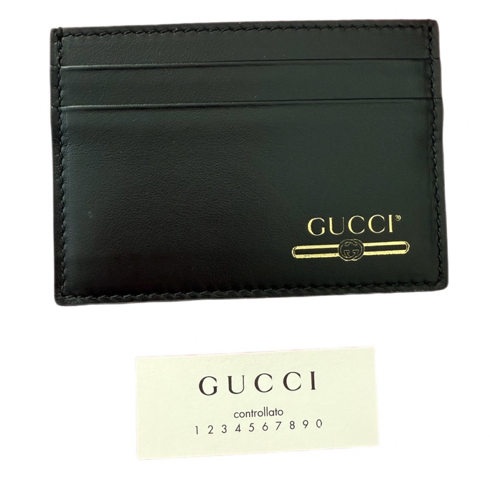 New GUCCI Black Leather Card Holder